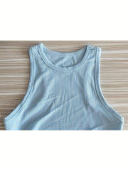 Ribbed Tank Top Active Dress Round Neck