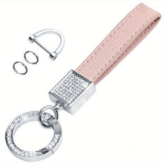 Men's Rhinestone Car Keychain Holder 360u00b0 Rotatable Swivel D Ring