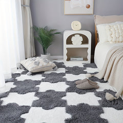 Thick Plush Shag Puzzle Floor Mat Cuttable Square Carpet Fluffy Area Rugs
