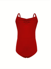 Cotton Girls Bow Back Gymnastics Leotard Romper For Dance Ballet