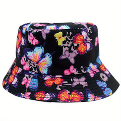Colorful Butterfly Sun Protection Hat Double-sided Basin Hat