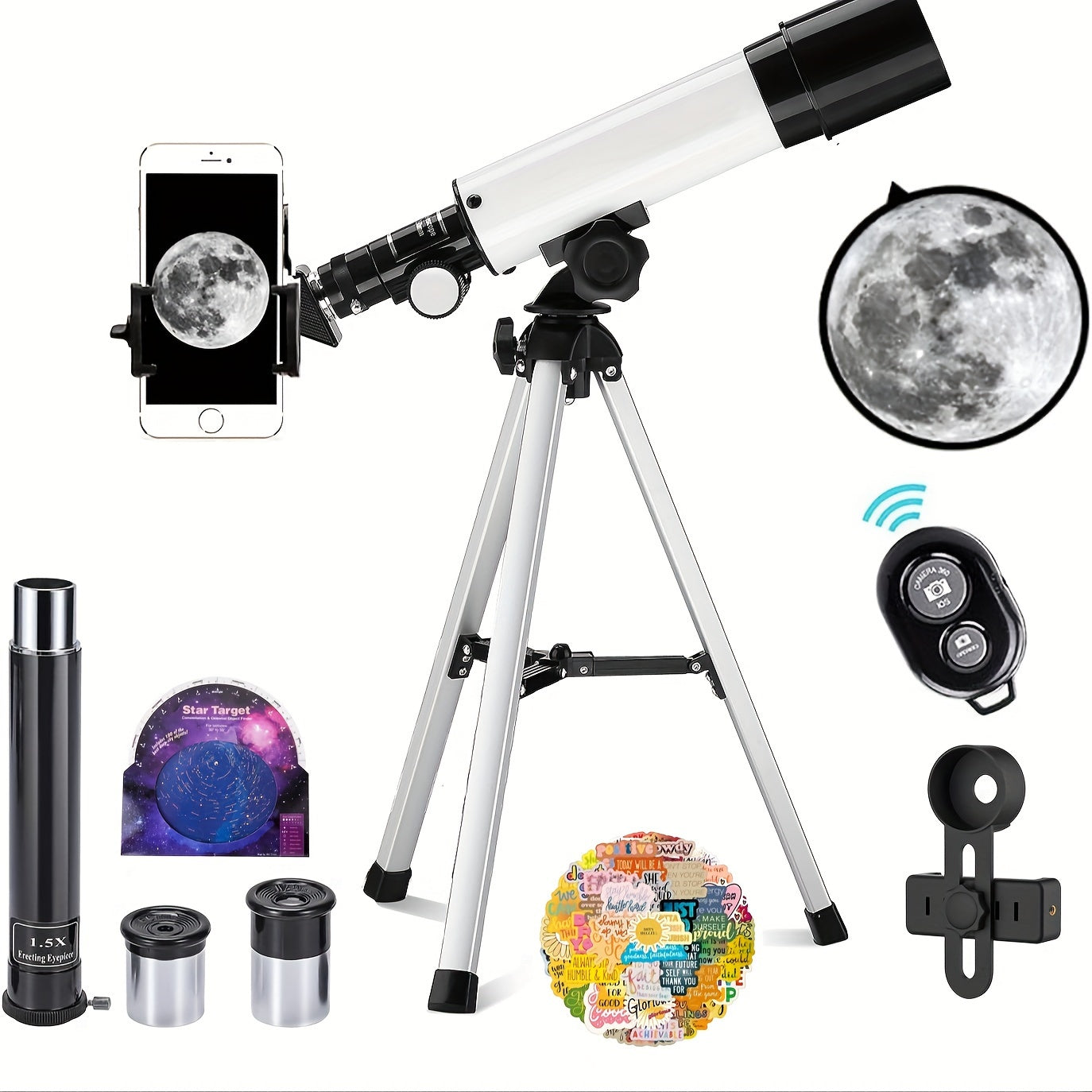 High Definition Telescope with Stickers and Star Maps for DIY