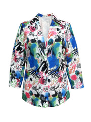 Graffiti Print Long Sleeve Blazer