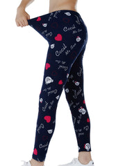Heart Print Skinny Leggings Casual Stretchy Leggings Women's Clothing