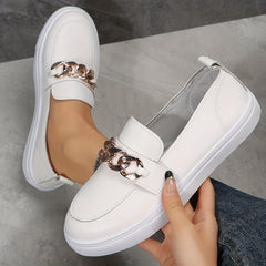 Women's Chain Decor Slip On Loafers Casual Flats
