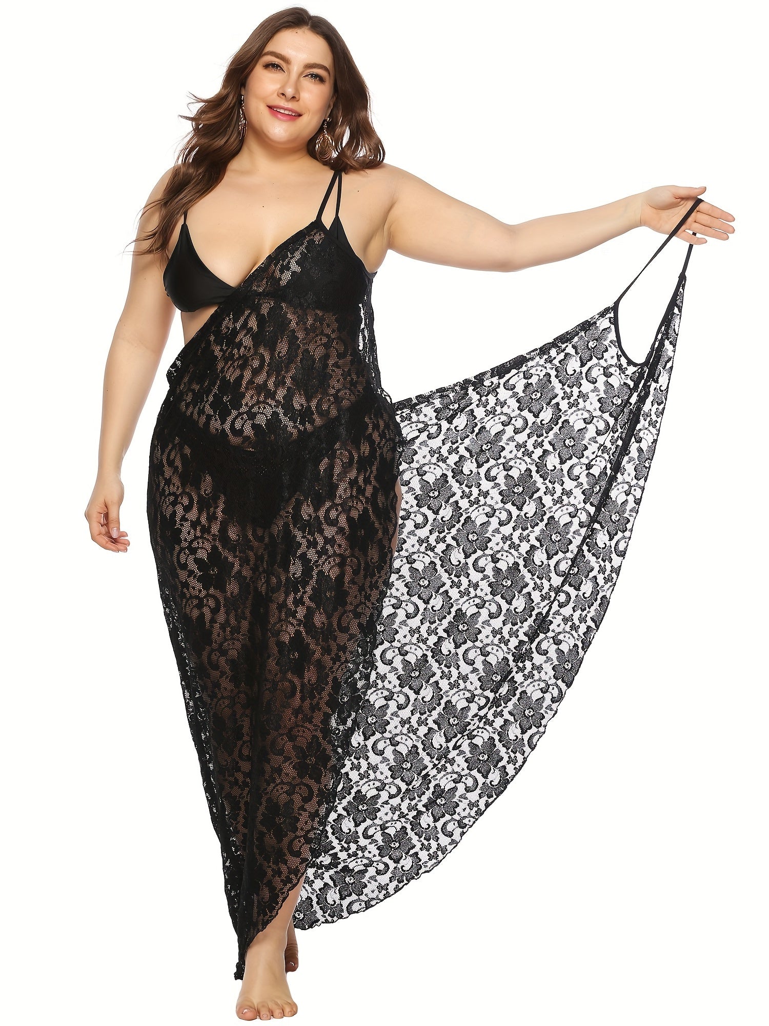 Floral Jacquard Lace Cover Up Dress
