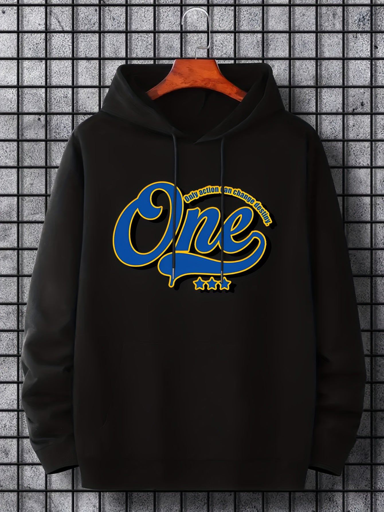 Men's One Print Hoodie Casual Breathable Drawstring Sweatshirt