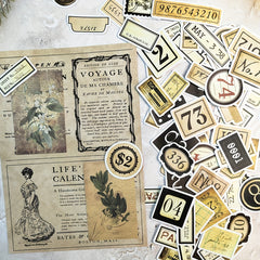 95pcs Vintage Number Label Tag Scrapbook Stickers
