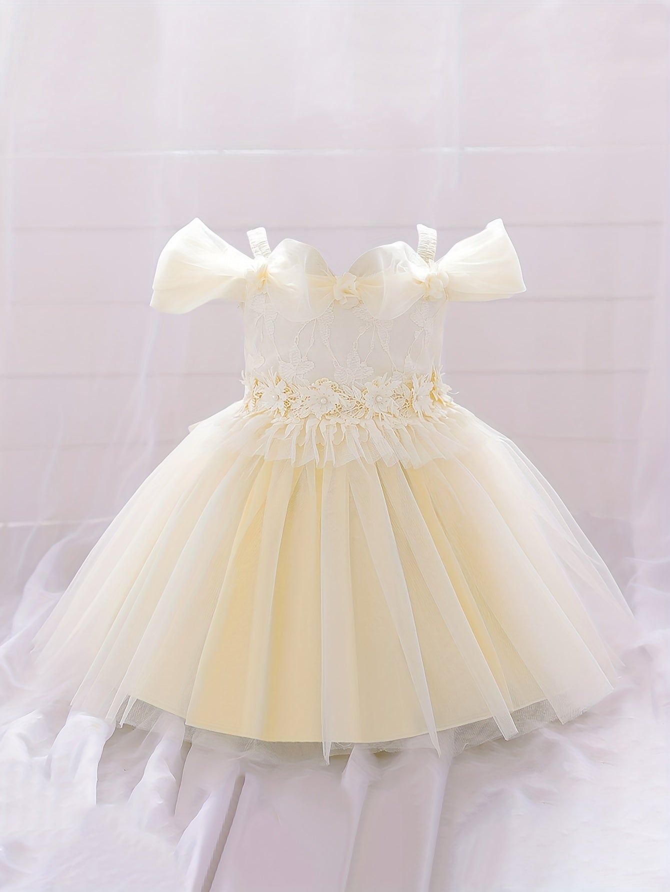 Princess Floral Mesh Puffy Dress Girls Birthday Formal Dress