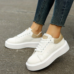 Colorblock Platform Sneakers Casual Lace Up Walking Shoes