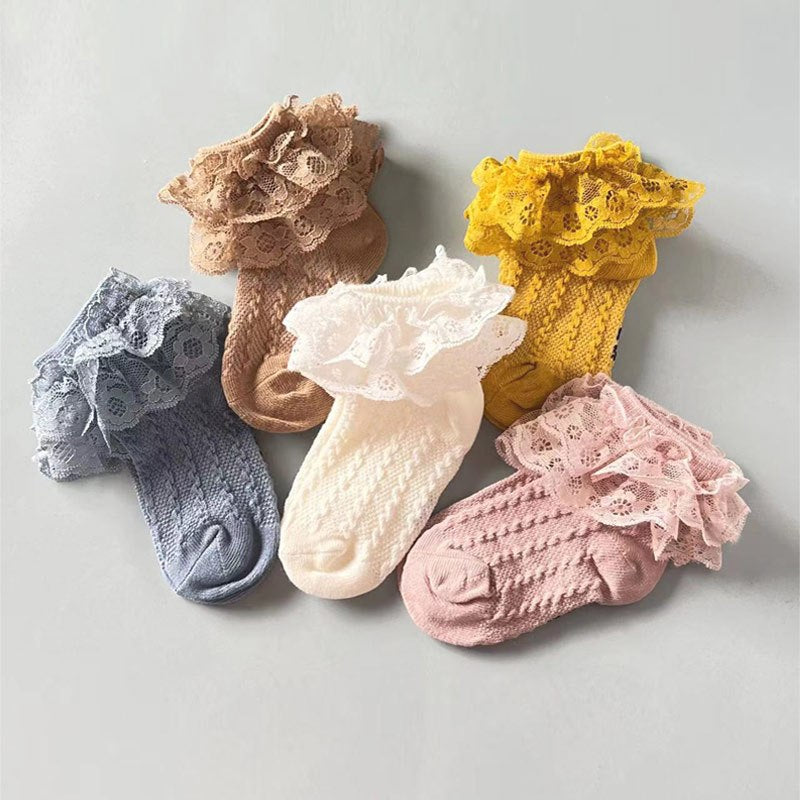 Infant Girls Ruffle Lace Socks Dressy Short Socks