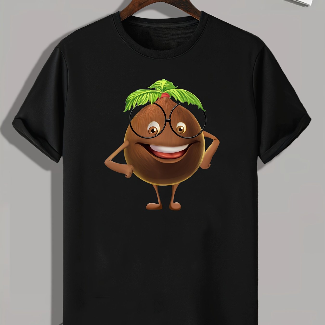 Coconut Print Men's Graphic T-shirt for Summer
