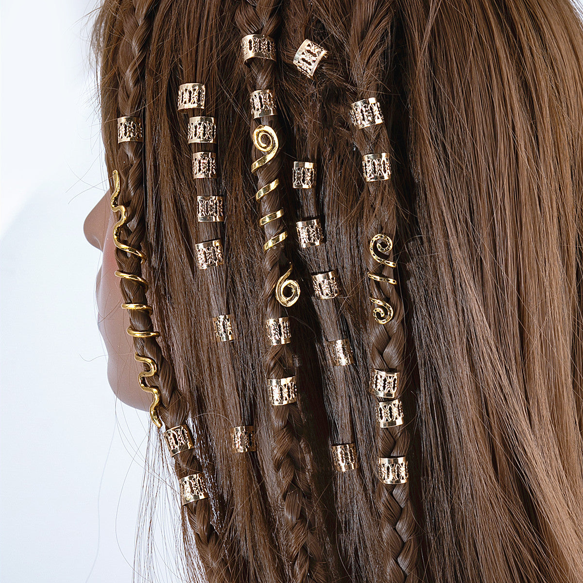 Alloy Hair Beads Silver Hair Beads Inspired Hair Decor Ring Set