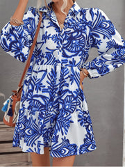 Floral Lantern Sleeve Smock Dress