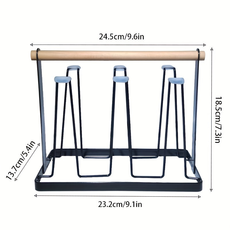 Cup Drain Rack with 6 Hooks - Coffee Mug and Tea Cup Storage