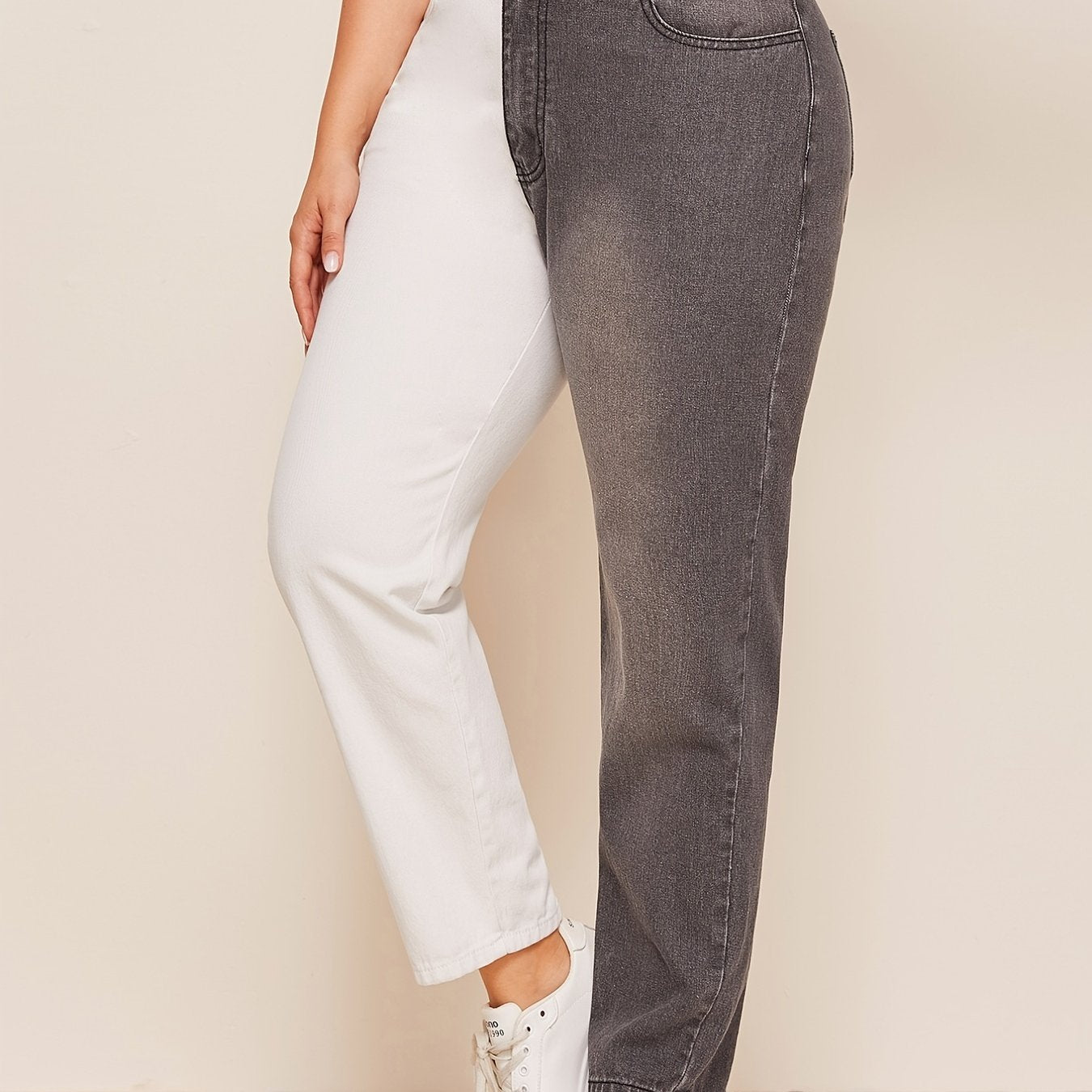 Colorblock High Rise Jeans Plus Size