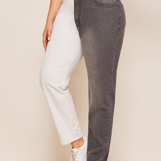 Colorblock High Rise Jeans Plus Size