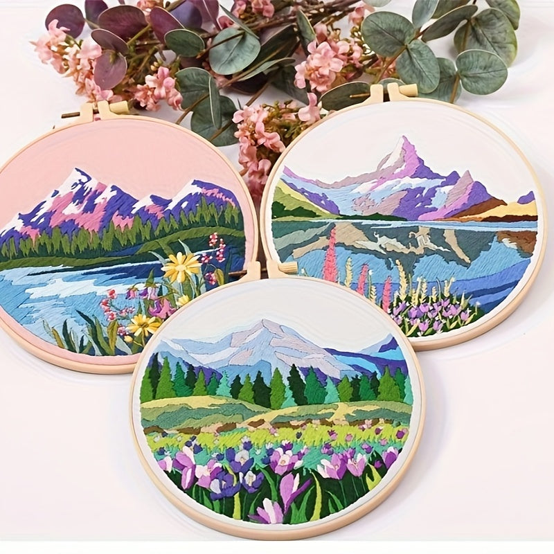 Landscape Embroidery DIY Material Bag Kit with Bandage