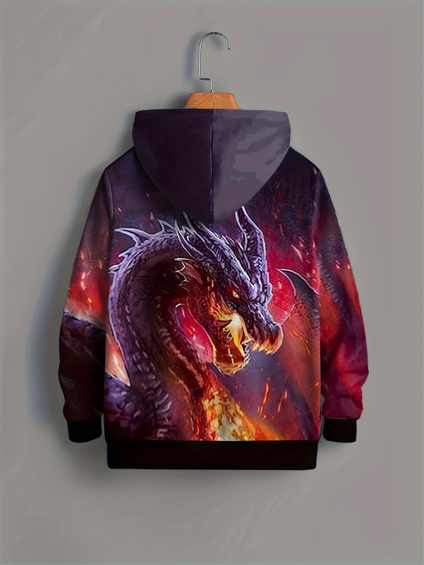 3D Dragon Graphic Hooded Sweatshirt for Kids - Halloween Gift