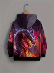 3D Dragon Graphic Hooded Sweatshirt for Kids - Halloween Gift