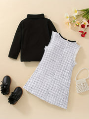 Girls Houndstooth Bow Dress Shirt Set