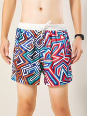 Men's Abstract Graphic Shorts Casual Mid Stretch Drawstring Board Shorts
