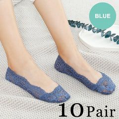 10 Pairs Lace Solid Non Slip Ankle Socks Women's Stockings