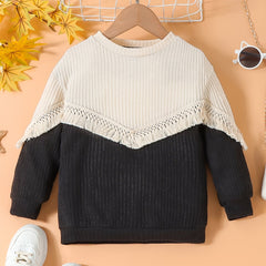 Girls' Boho Chevron Patchwork Sweater Top