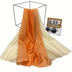 Silk Scarf Gradient Hijab Warm Shawl Women Windproof Head Wrap