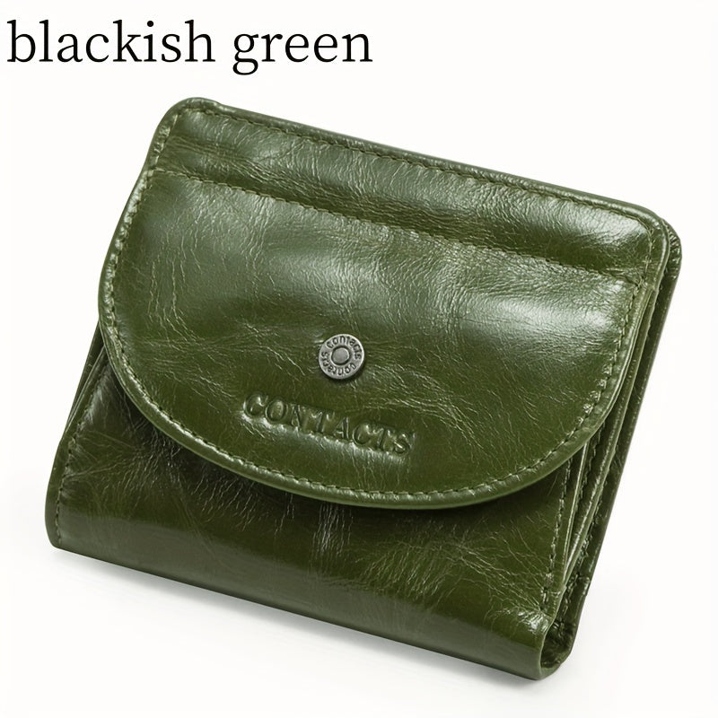 Women's Leather Coin Pocket Wallet Compact Organizer for Cards Phone Minimalist