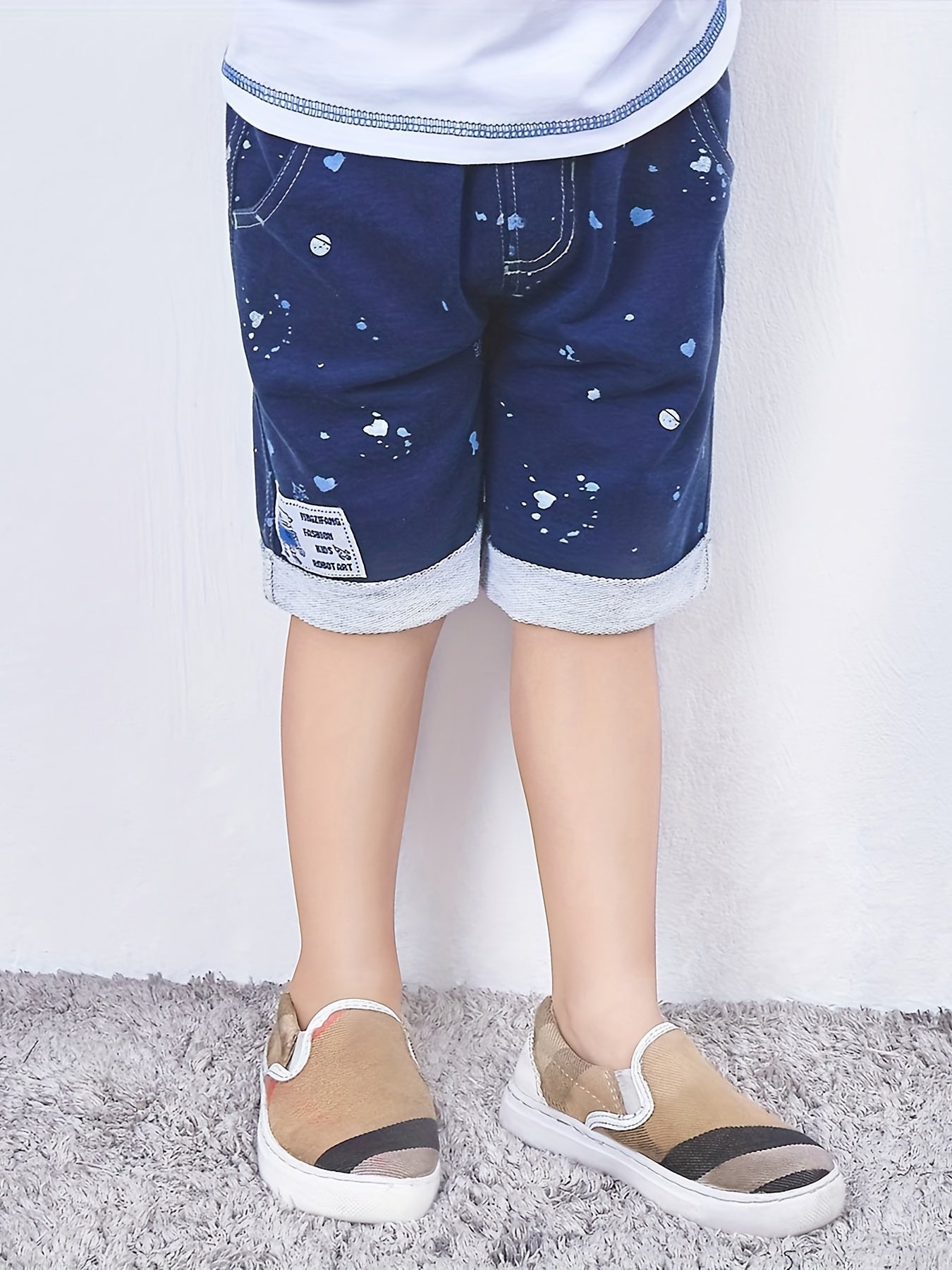 Baby Boys Casual Splash Ink Elastic Waist Shorts for Summer