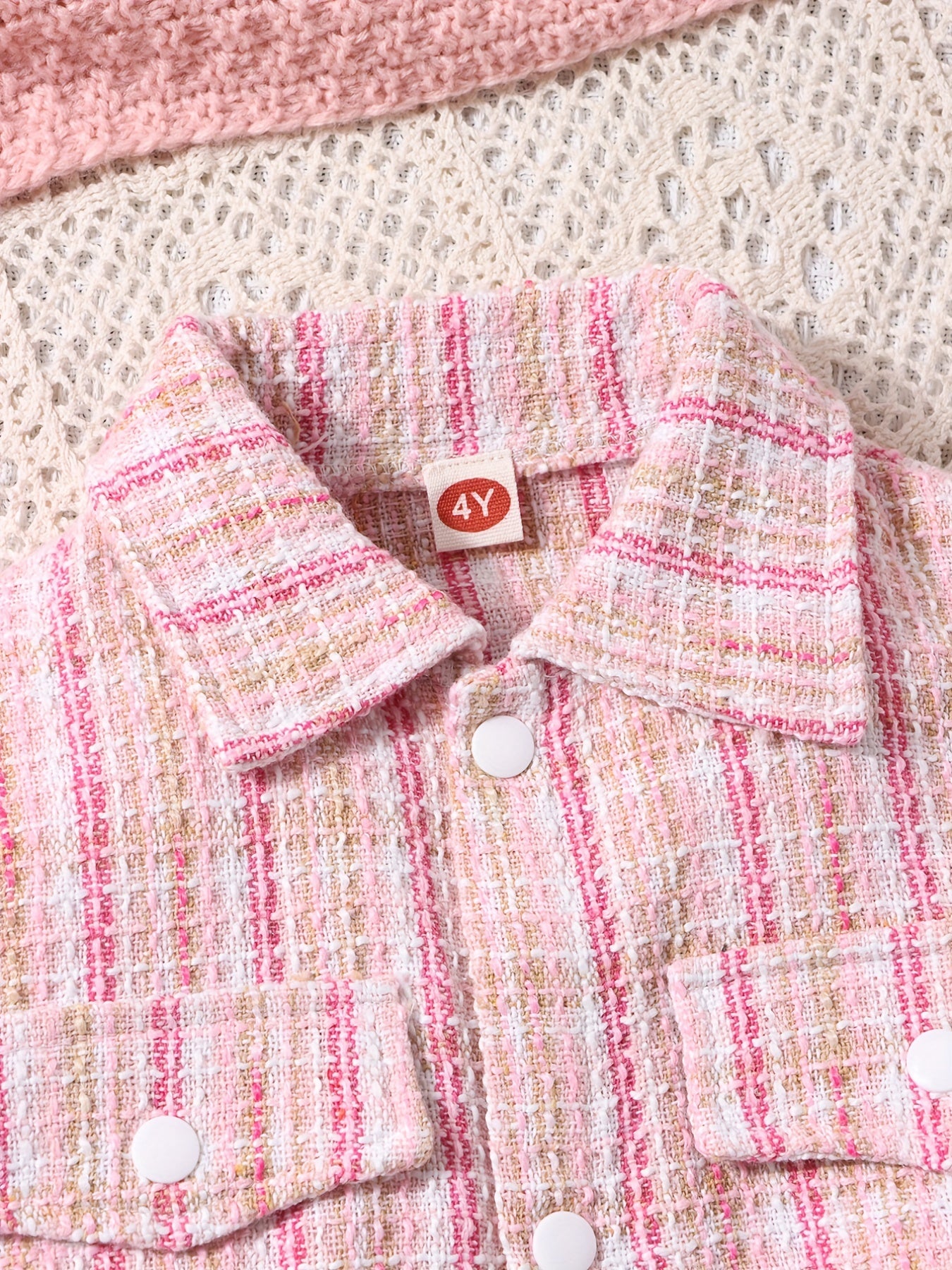 Girl's Tweed 3pc Outfit Button Front Jacket, Top, Skirt Set