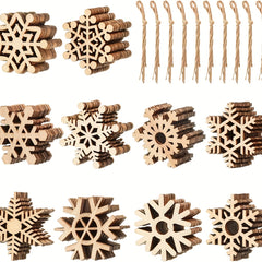 30pcs Kids' Christmas Crafts Snowflake Wooden Chips Decoration