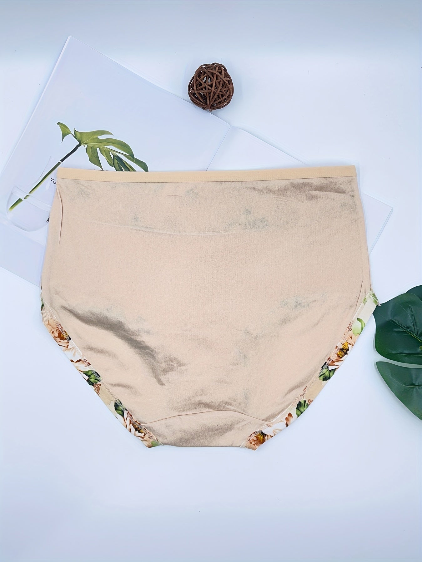 3pcs Floral Print Briefs Comfy Breathable Intimates Panties Women's Lingerie
