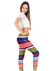 Christmas Reindeer Print High Waist Leggings Women's Clothing