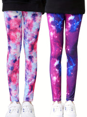 3pcs Toddler Girls Tie Dye Leggings Elastic Waist Casual Sports Tight Pants