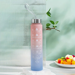 Gradient Plastic Straw Sports Water Bottle Large Capacity