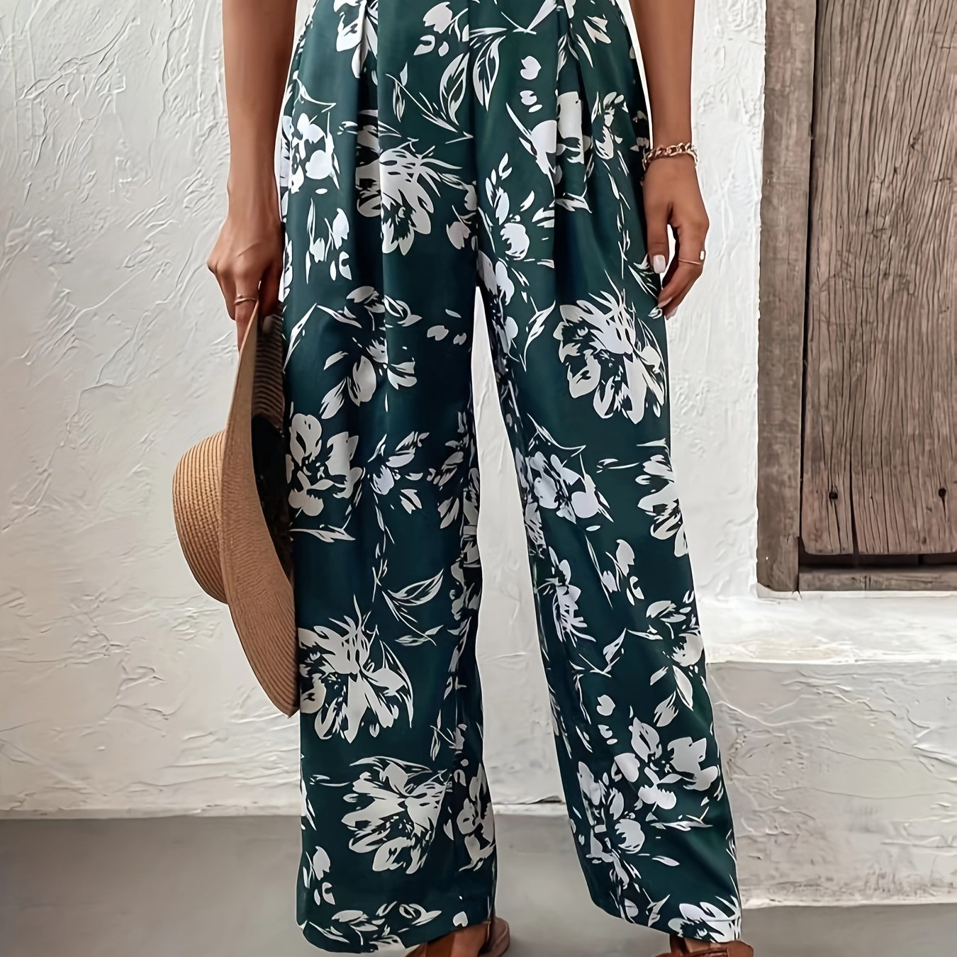 Floral Print Wide Leg Pants High Waist