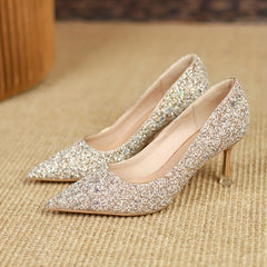 Glitter Sequins Stiletto Heels Wedding Shoes Outdoor Pumps