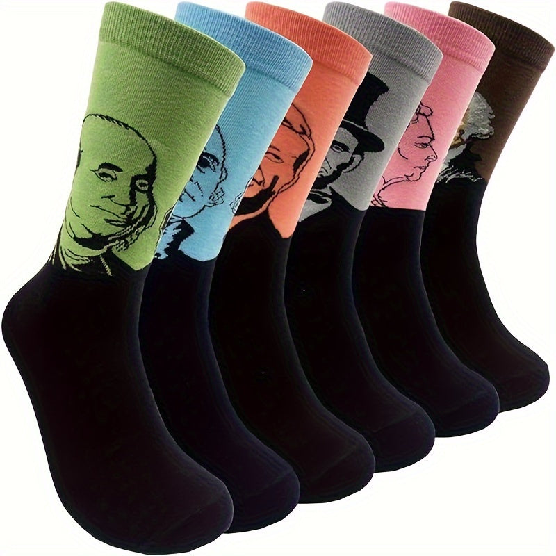 Men's Illustration Pattern Crew Socks 2 Pairs
