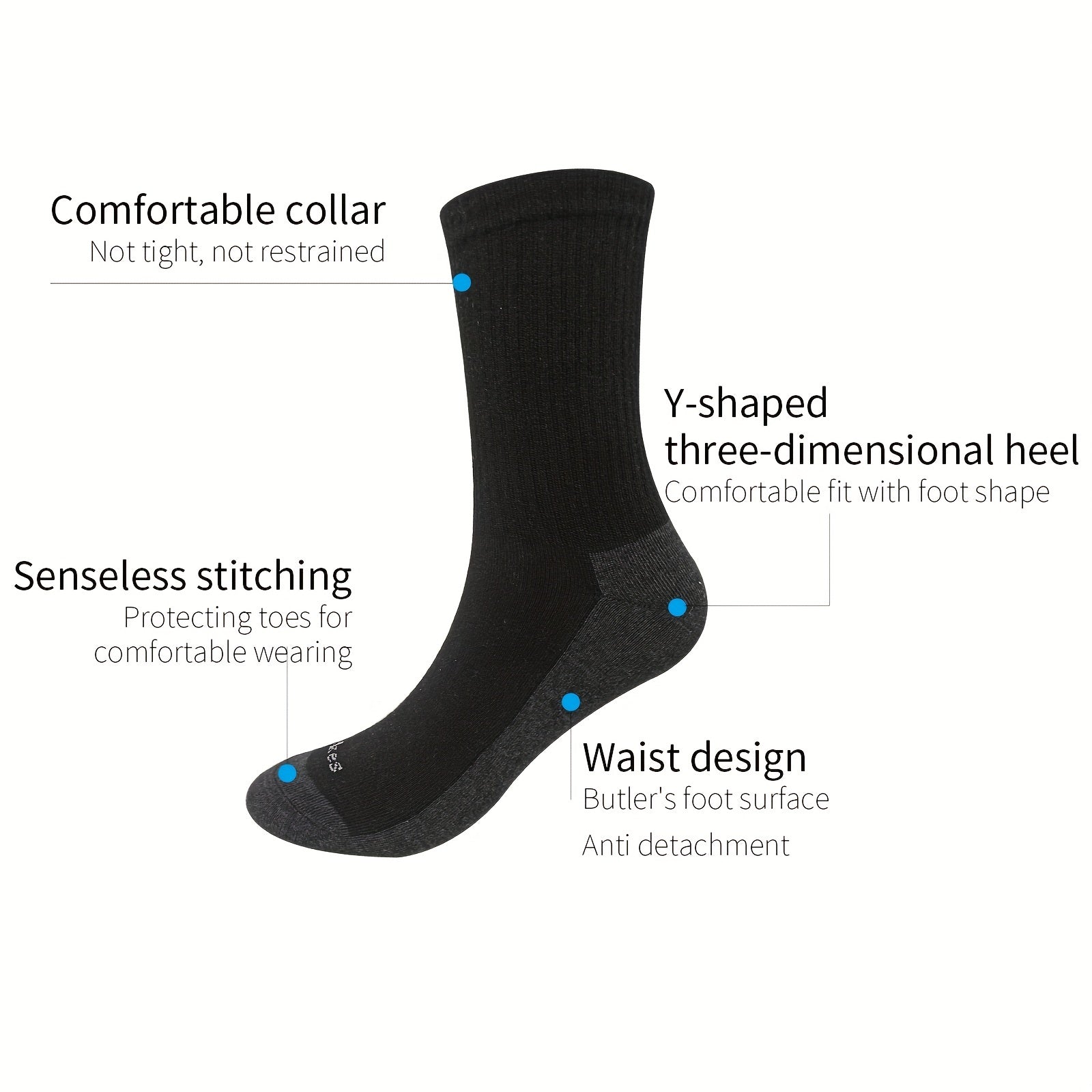 6 Pairs Men's Outdoor Sweat Absorbing Mid-calf Socks