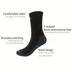 6 Pairs Men's Outdoor Sweat Absorbing Mid-calf Socks
