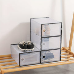 12pcs Clear Plastic Folding Shoes Box - Display Basket Dustproof Shoes Cabinet