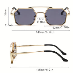 Y2K Geometric Metal Sunglasses Top Bar UV400