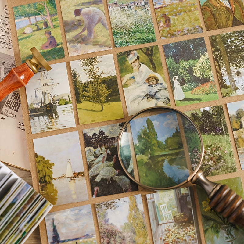 50 Piece Mini Painting Art Retro Journal Backing Paper Set