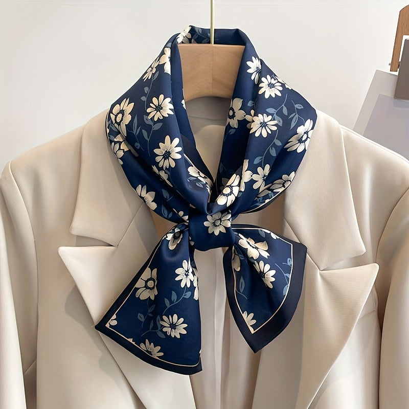 Vintage Floral Pattern Satin Necke...