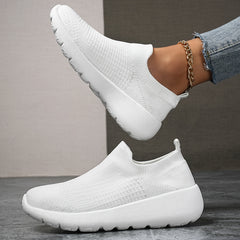 Knit Slip On Sneakers Breathable Walking Shoes