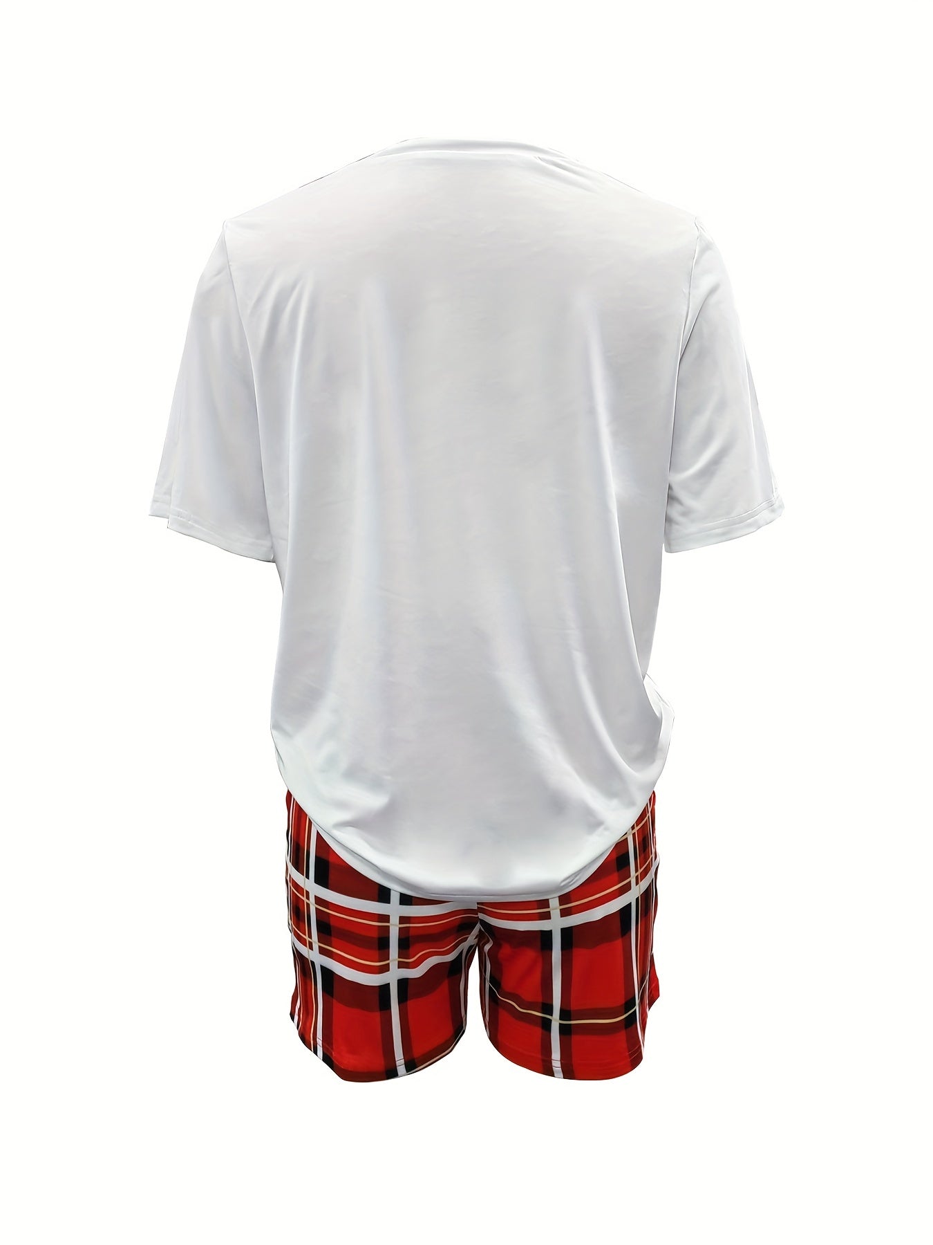 Plaid Two Piece Set Short Sleeve T-shirt & High Waist Shorts
