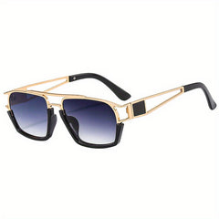 Men's Half Frame Double Beam Sunglasses Retro Cut out Mirror Leg Glasses
