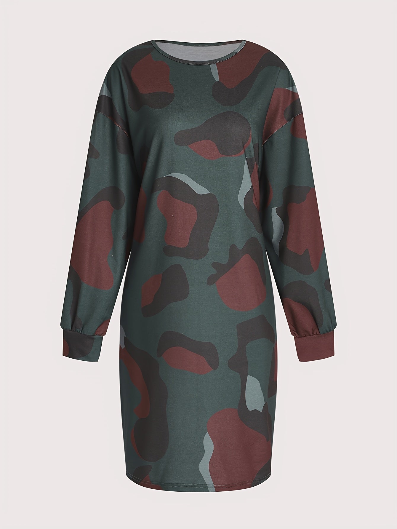Women's Camo Long Sleeve Sweatshirt Dress